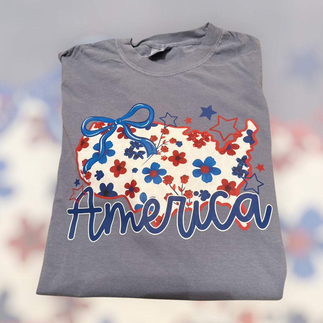 America Floral Tee