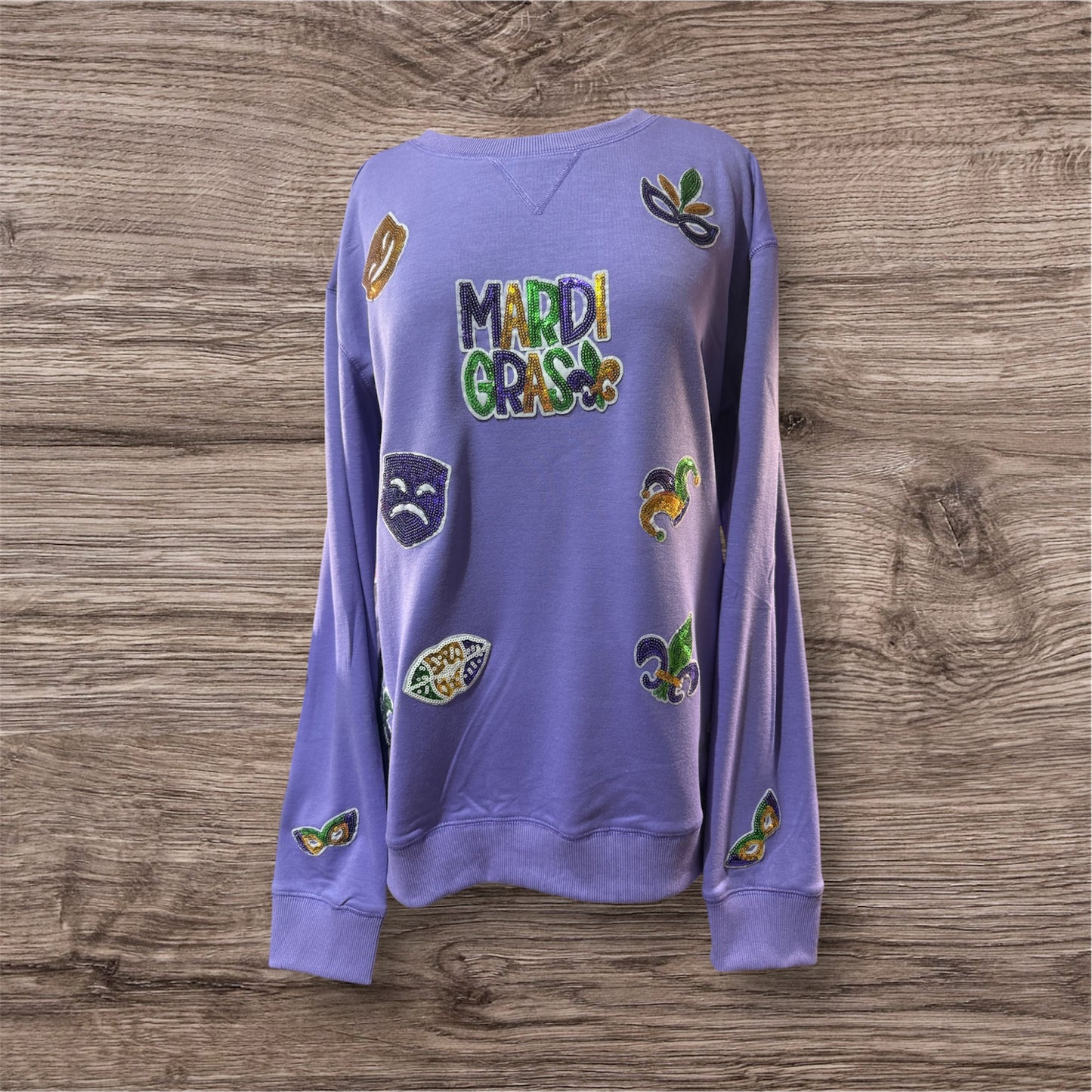 Mardi Gras Sequin Patch Sweatshirt