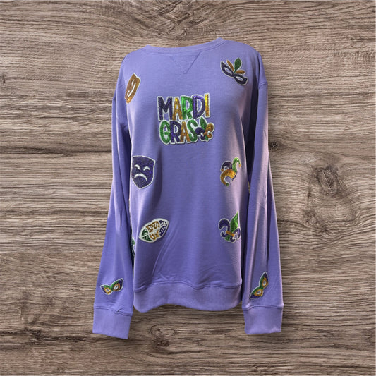 Mardi Gras Sequin Patch Sweatshirt