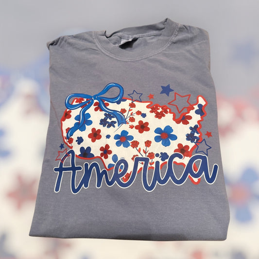 America Floral Tee